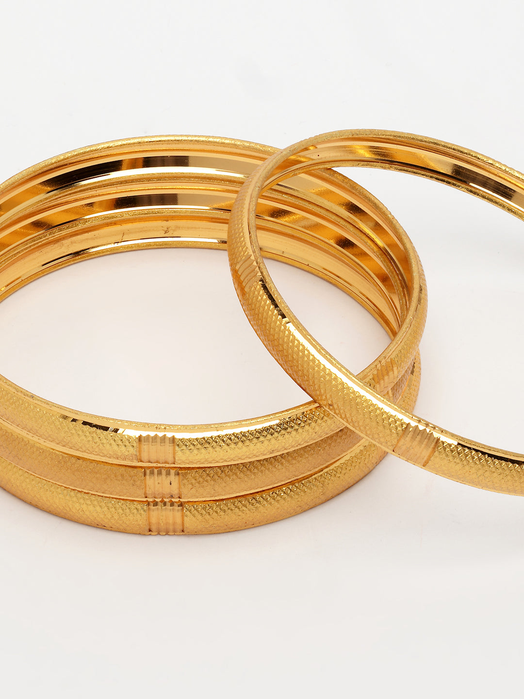 NVR Women's Set of 4 Gold-Polished Traditional Bangles - Swadesiicart