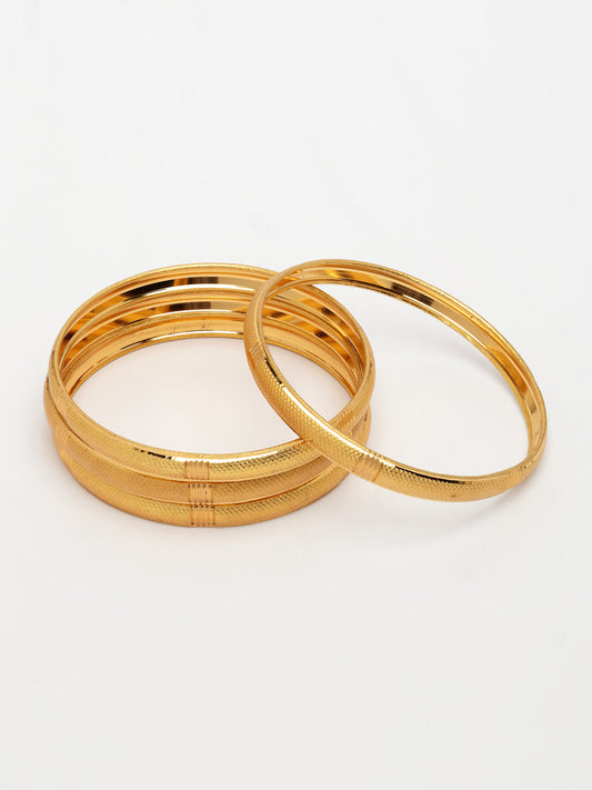 NVR Women's Set of 4 Gold-Polished Traditional Bangles - Swadesiicart
