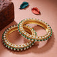 NVR Women's Set of 2 Gold-Polished Kundan Studded Bangles - Swadesiicart