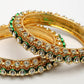 NVR Women's Set of 2 Gold-Polished Kundan Studded Bangles - Swadesiicart