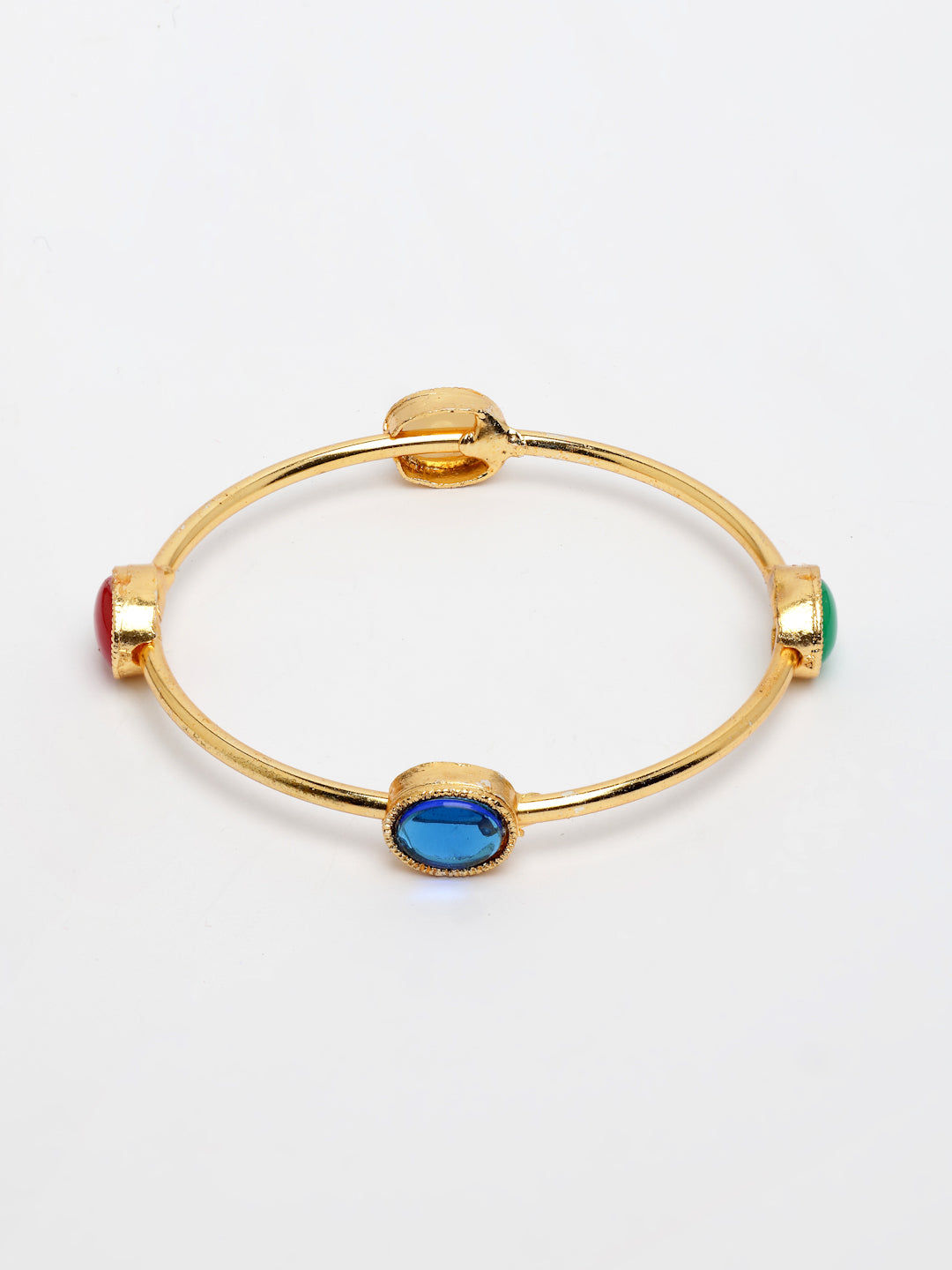 NVR Women's Set of 4 Gold-Polished Artificial Stone Studded Bangles - Swadesiicart