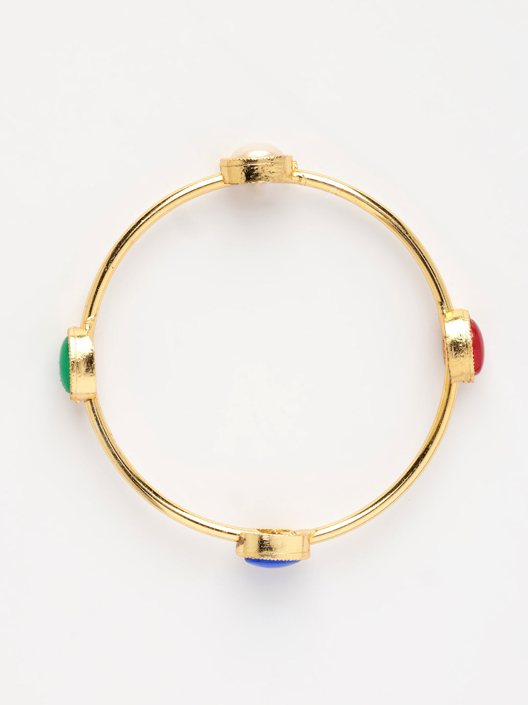 NVR Women's Set of 2 Gold-Polished Artificial Stone Studded Bangles - Swadesiicart
