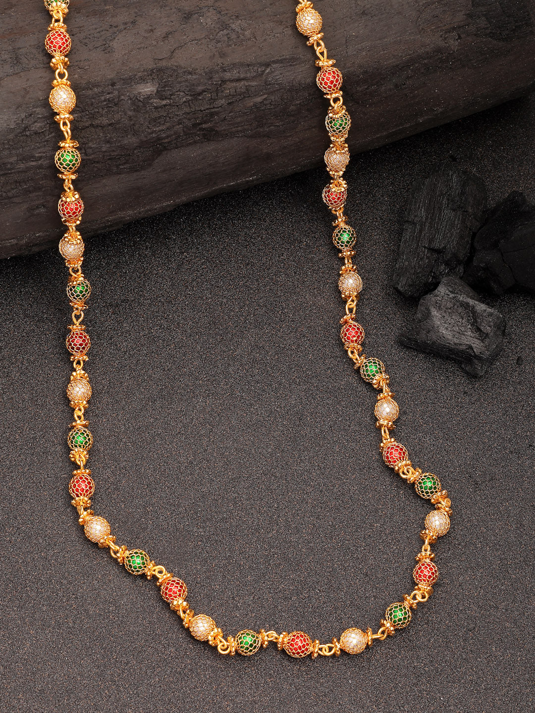 NVR Women's Multi color Gold-Polished Artificial Beads Chain - Swadesiicart
