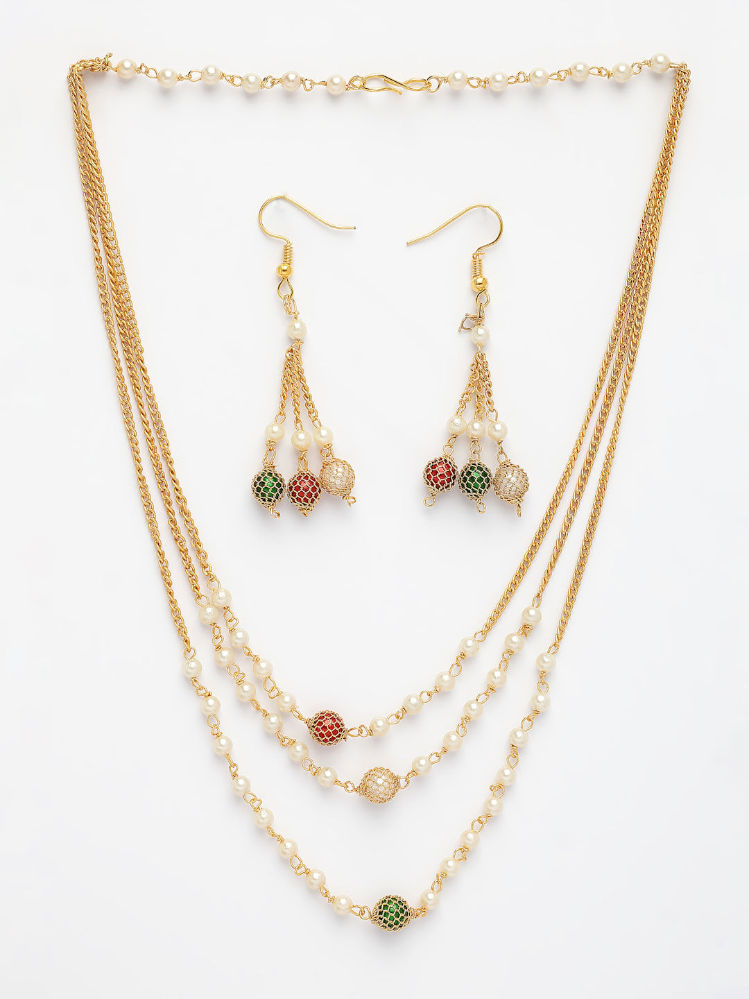 NVR Women's Multi color Gold-Polished Artificial Beads Jewellery Set - Swadesiicart