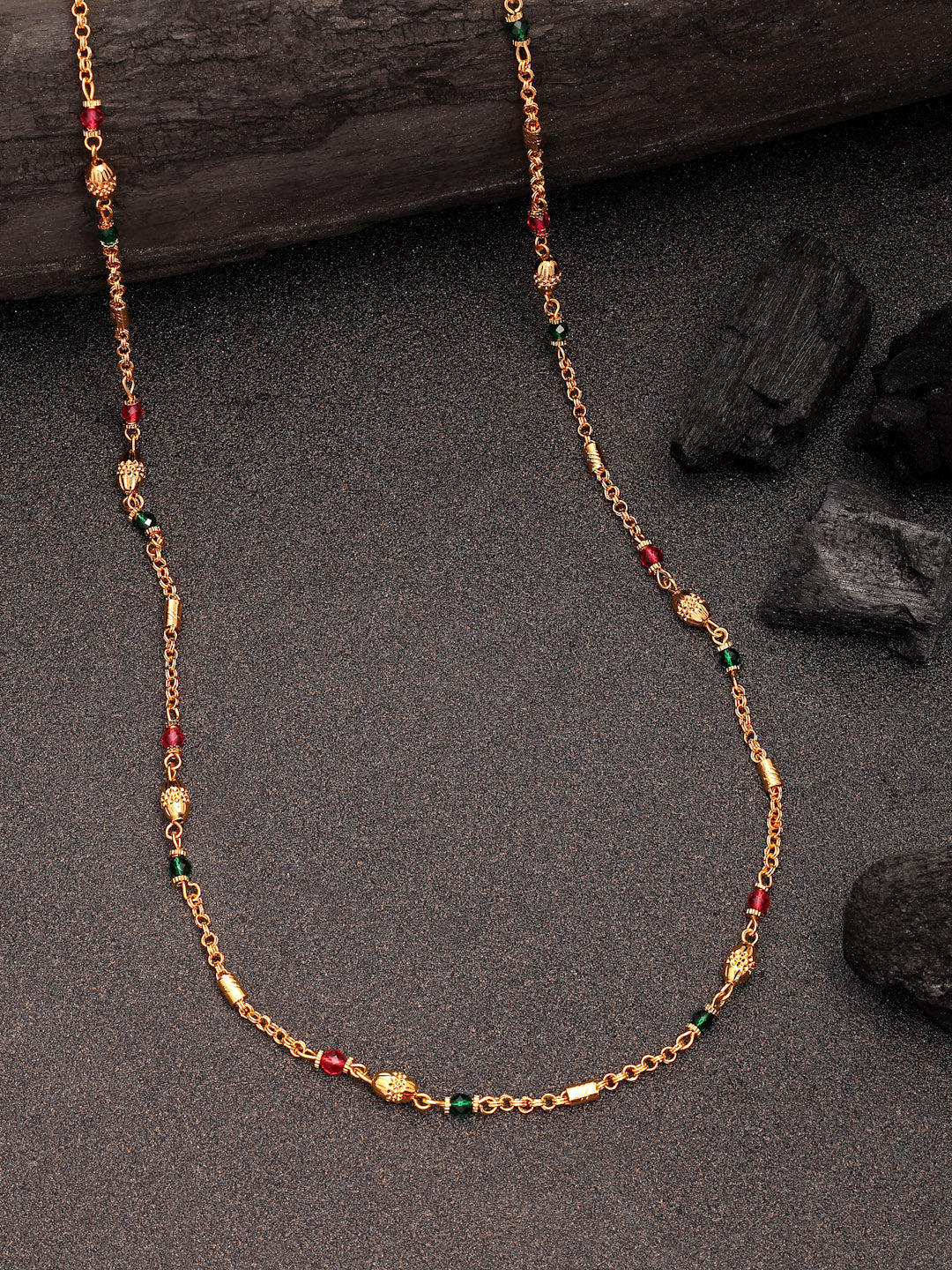 NVR Women's Gold-Polished Artificial Beads Minimal Chain - Swadesiicart