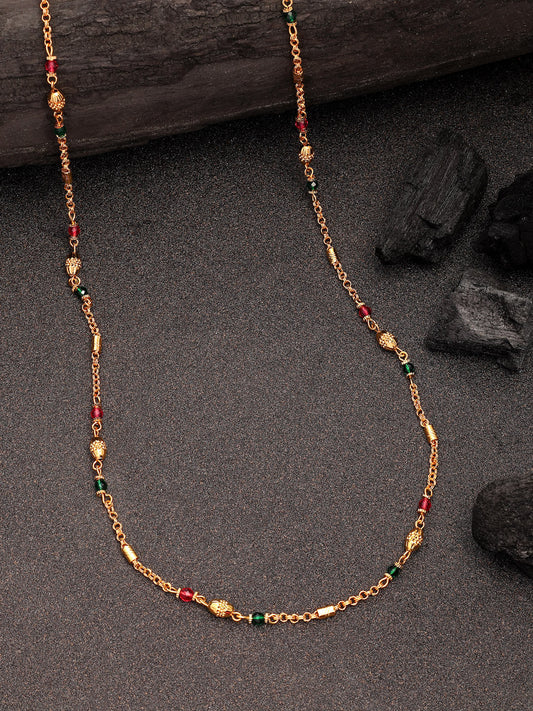 NVR Women's Gold-Polished Artificial Beads Minimal Chain - Swadesiicart
