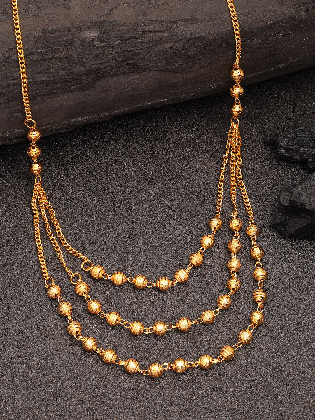 NVR Women's Gold-Polished Artificial Beads Layered Chain - Swadesiicart