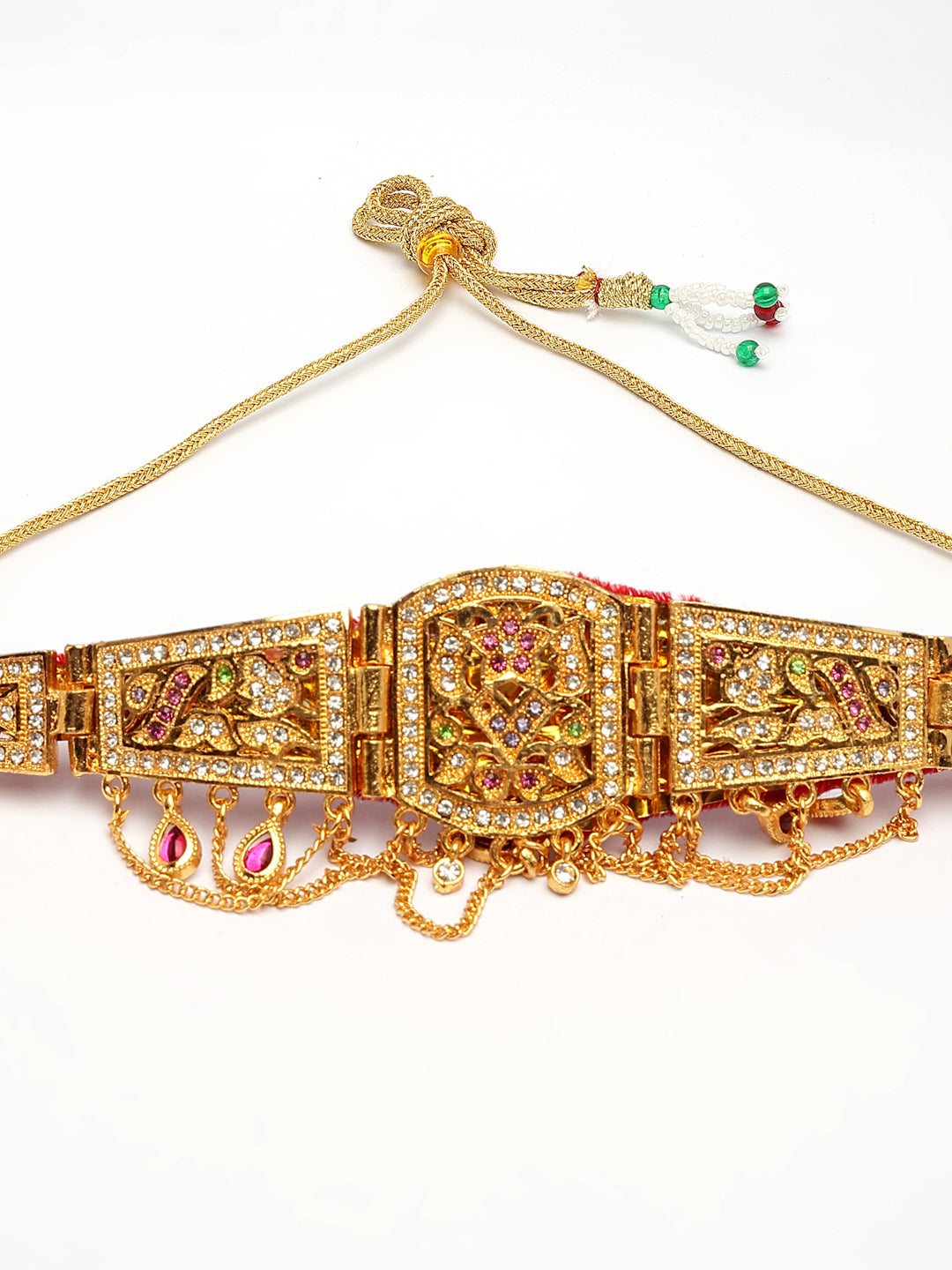 NVR Women's Gold-Polished Cubic Zirconia Stone Studded Rajputi Choker Necklace | Swadesiicart