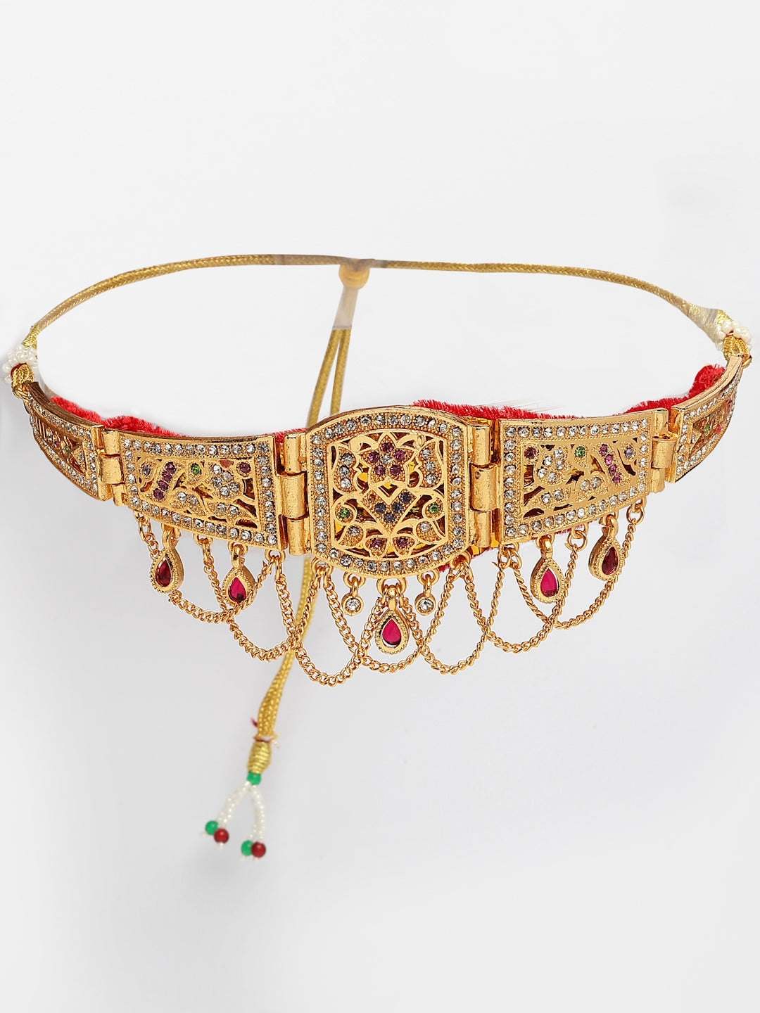 NVR Women's Gold-Polished Cubic Zirconia Stone Studded Rajputi Choker Necklace | Swadesiicart