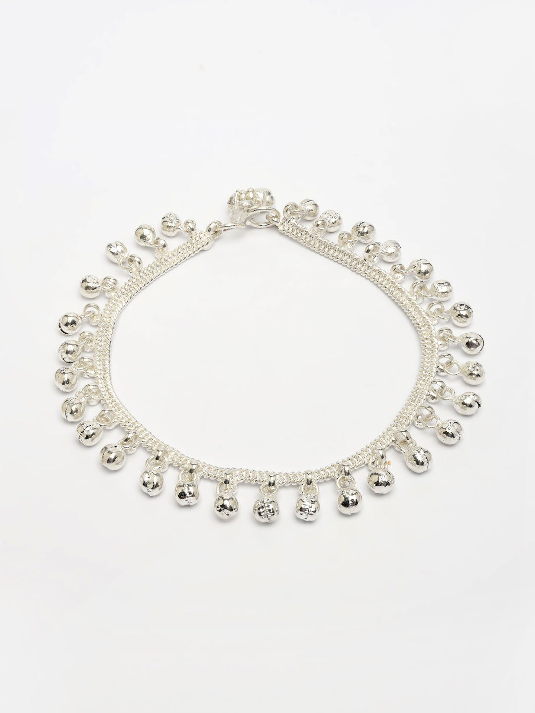 NVR Women's Set of 2 Silver-Plated Ghungroo-Beaded Anklets - Swadesiicart