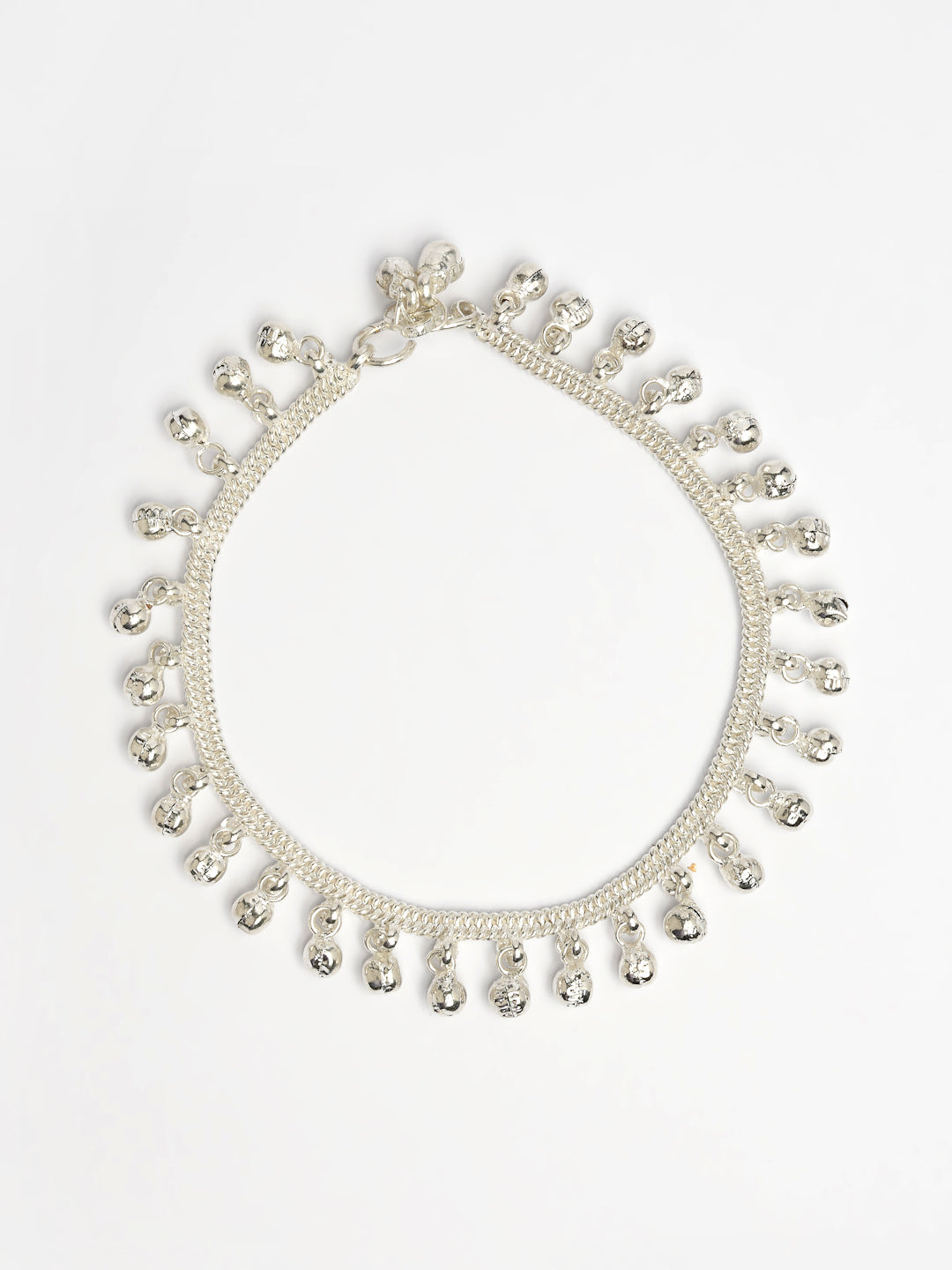 NVR Women's Set of 2 Silver-Plated Ghungroo-Beaded Anklets - Swadesiicart