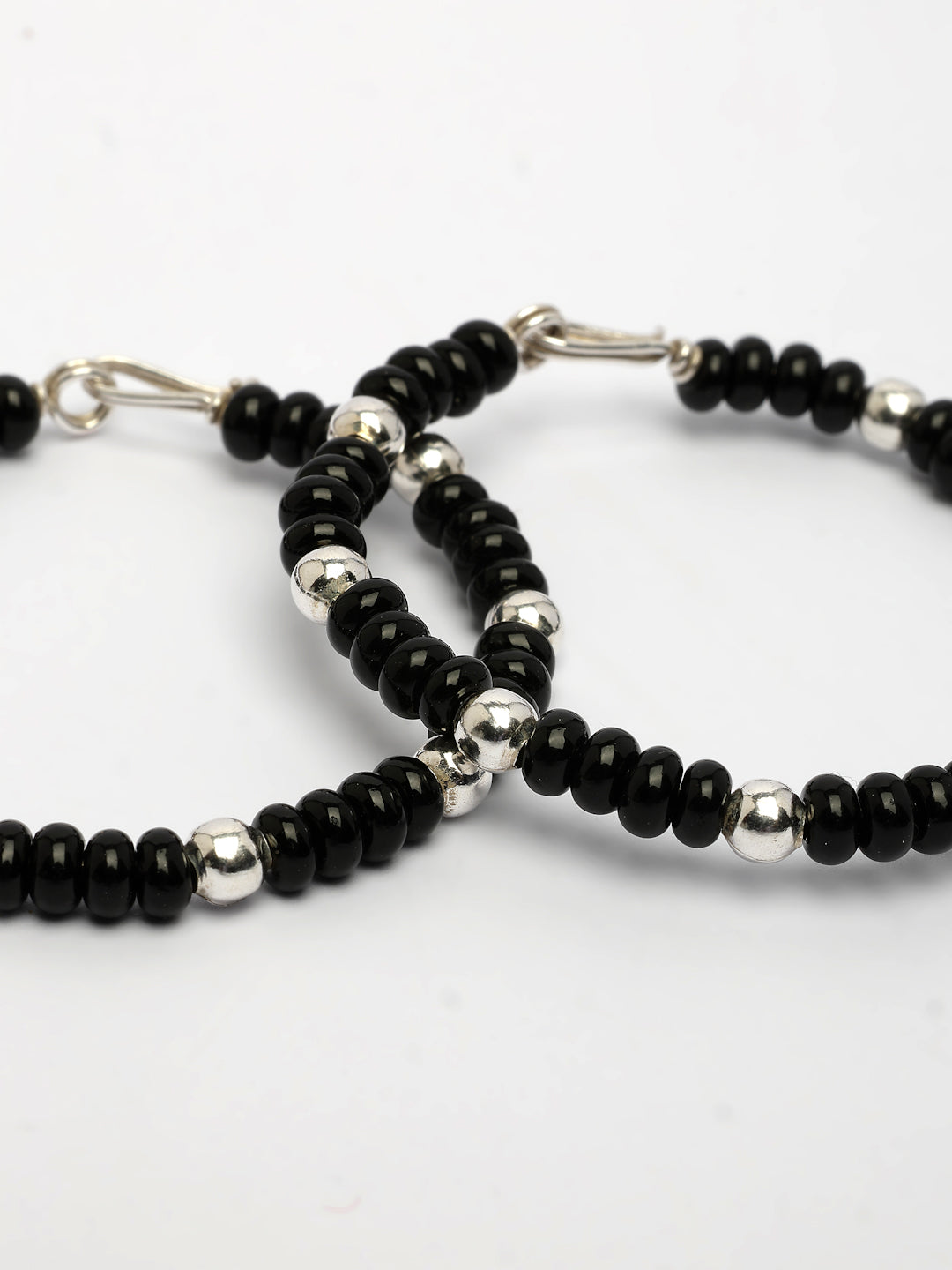 NVR Kids Pair of 2 Rhodium-Plated Artificial Beads Nazariya Link Bracelet - Swadesiicart
