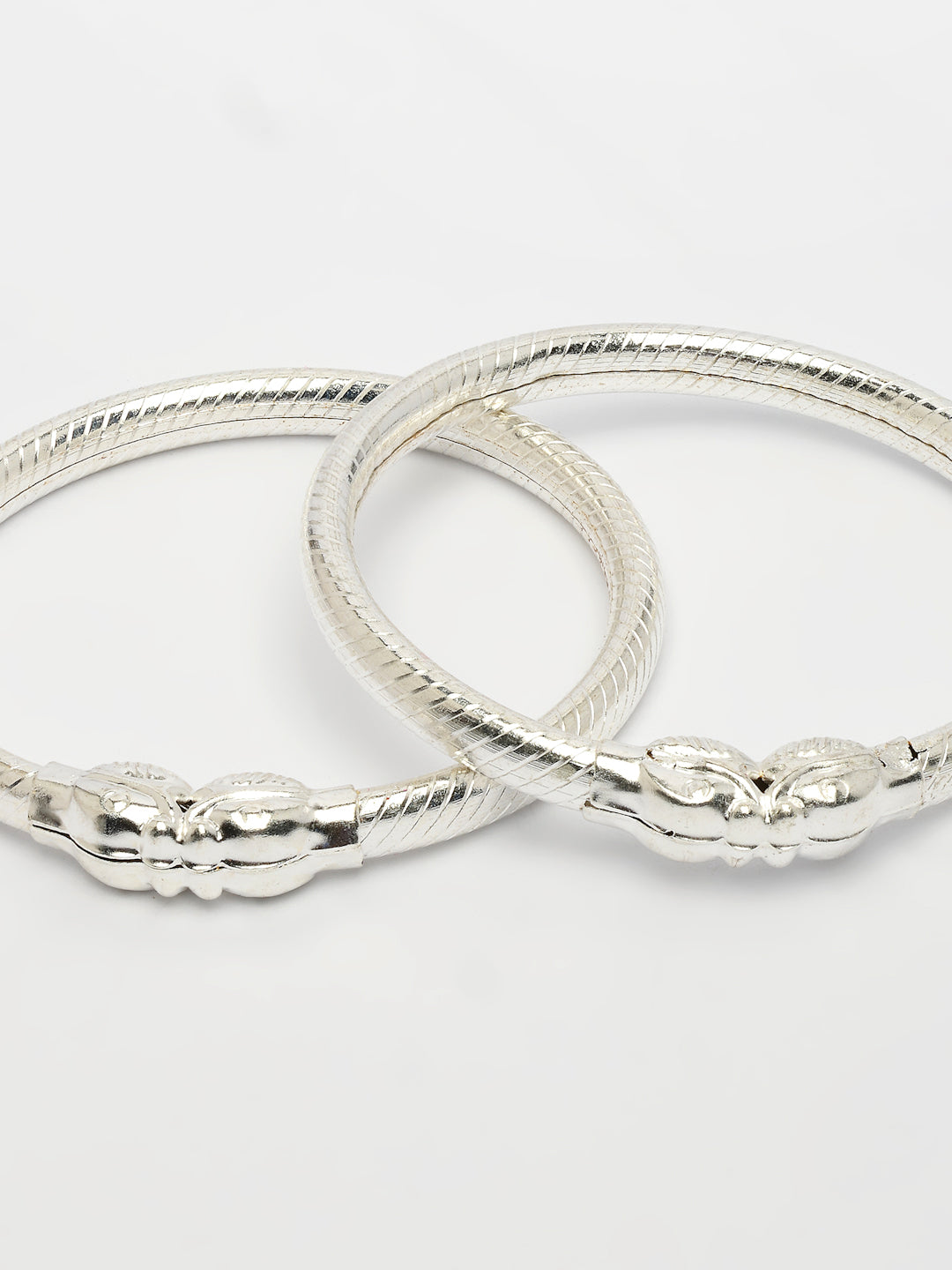 NVR Kids Pair of 3 Rhodium-Plated Artificial Beads Nazariya Kada Bracelet - Swadesiicart