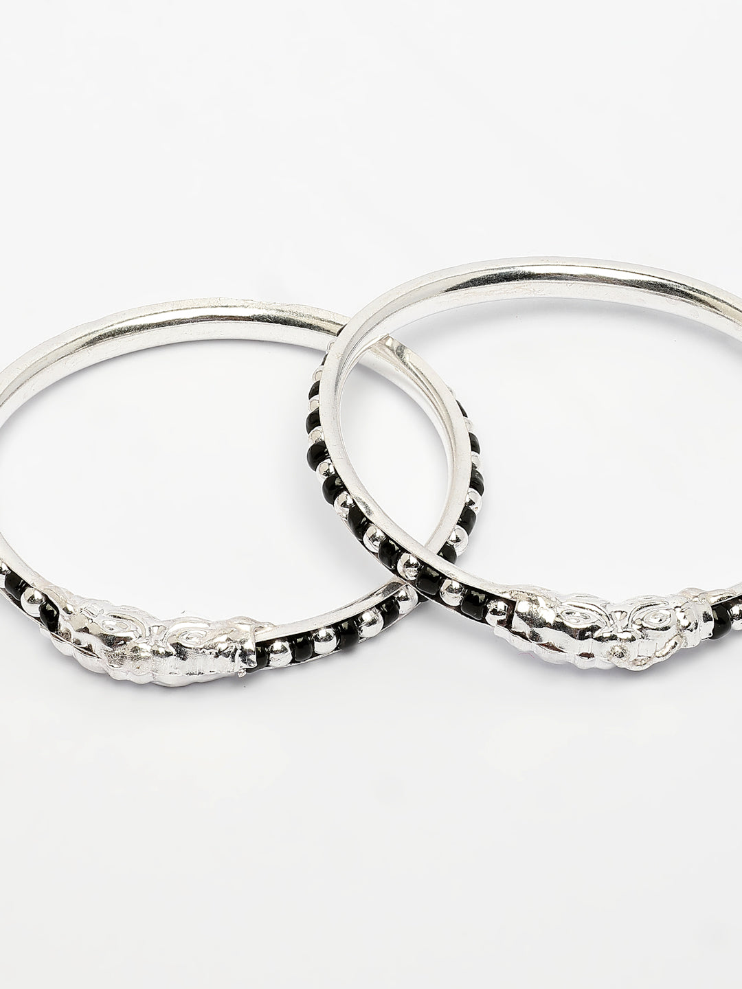 NVR Kids Pair of 4 Rhodium-Plated Artificial Beads Nazariya Kada Bracelet - Swadesiicart