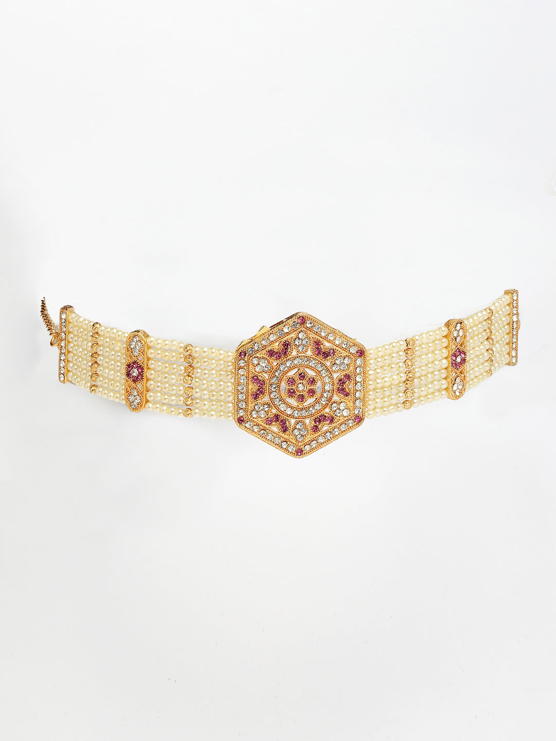 NVR Women's Gold-Polished Cubic Zirconia Stone Studded Link Bracelet - Swadesiicart