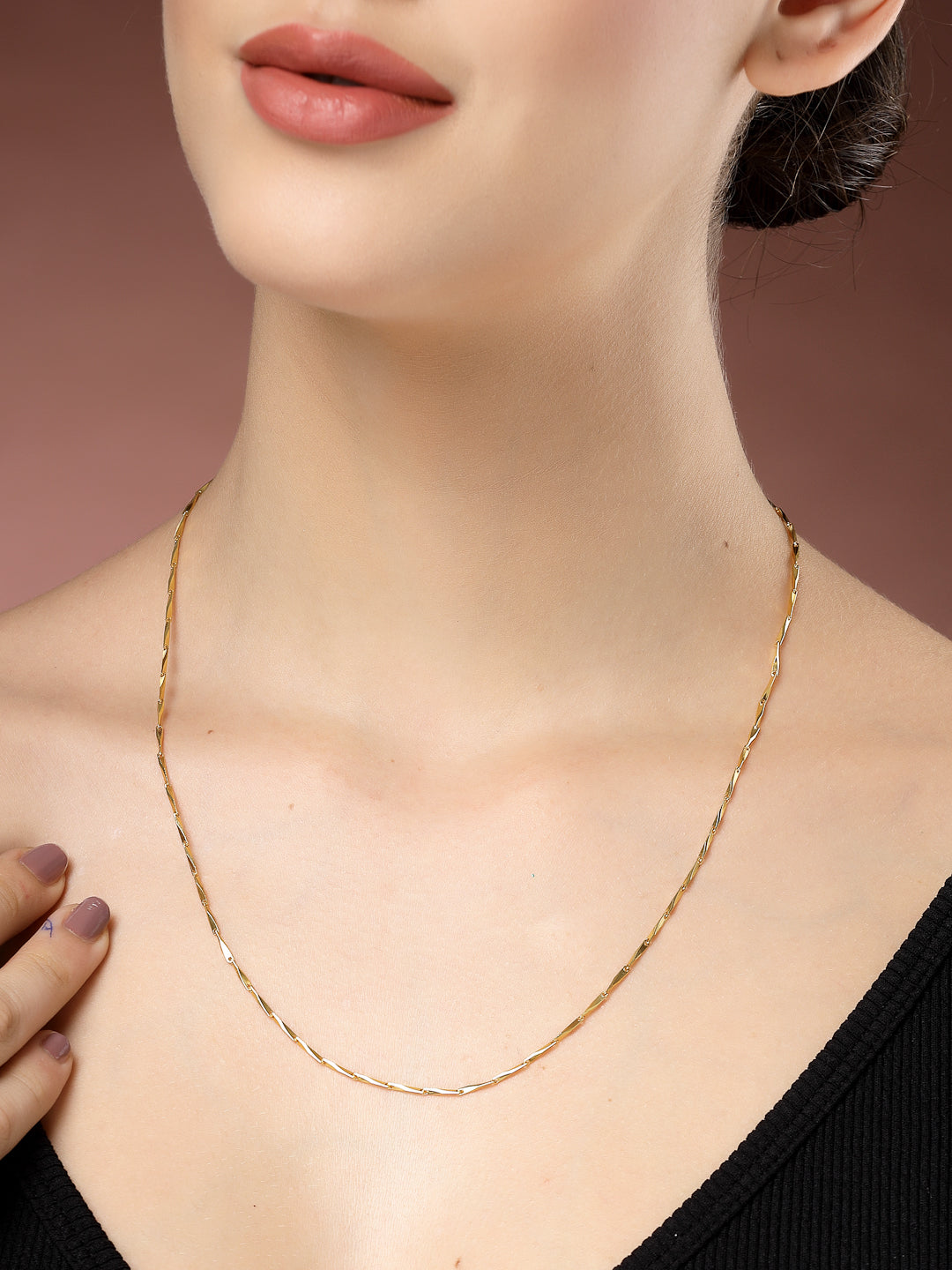 NVR Women's Set of 5 Gold-Polished Minimal Chain | Swadesiicart