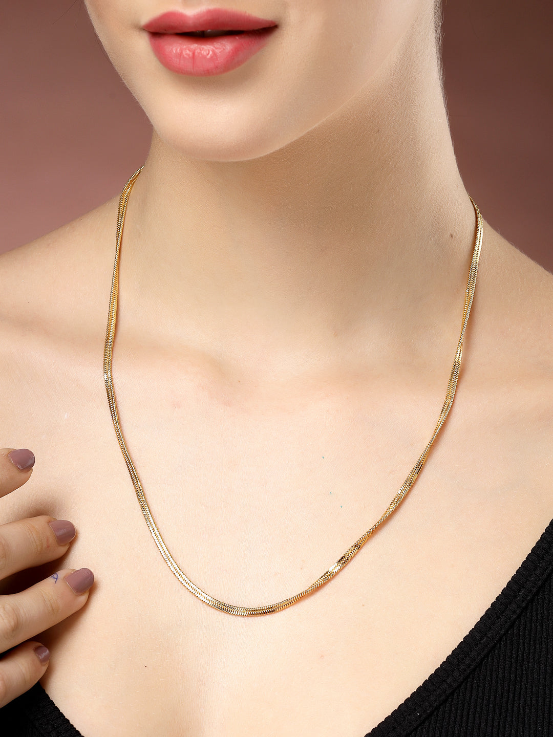 NVR Women's Set of 5 Gold-Polished Minimal Chain | Swadesiicart