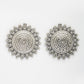NVR Women Silver Plated Oxidized Circular Shape Stud Earrings - Swadesiicart