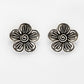 NVR Women Silver Plated Oxidized Floral Shape Stud Earrings - Swadesiicart