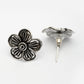 NVR Women Silver Plated Oxidized Floral Shape Stud Earrings - Swadesiicart