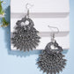 NVR Women's Silver Toned Oxidized Peacock Design Drop Earrings - Swadesiicart