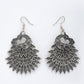 NVR Women's Silver Toned Oxidized Peacock Design Drop Earrings - Swadesiicart