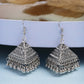 NVR Women's Triangular Shaped Hook Silver Plating Oxidized Jhumka Earrings | Swadesiicart