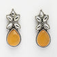 NVR Women Yellow Artificial Stones Silver Plated Drop Earrings - Swadesiicart
