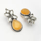 NVR Women Yellow Artificial Stones Silver Plated Drop Earrings - Swadesiicart