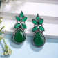 NVR Women Green Artificial Stones Silver Plated Drop Earrings - Swadesiicart