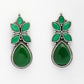 NVR Women Green Artificial Stones Silver Plated Drop Earrings - Swadesiicart