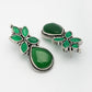 NVR Women Green Artificial Stones Silver Plated Drop Earrings - Swadesiicart
