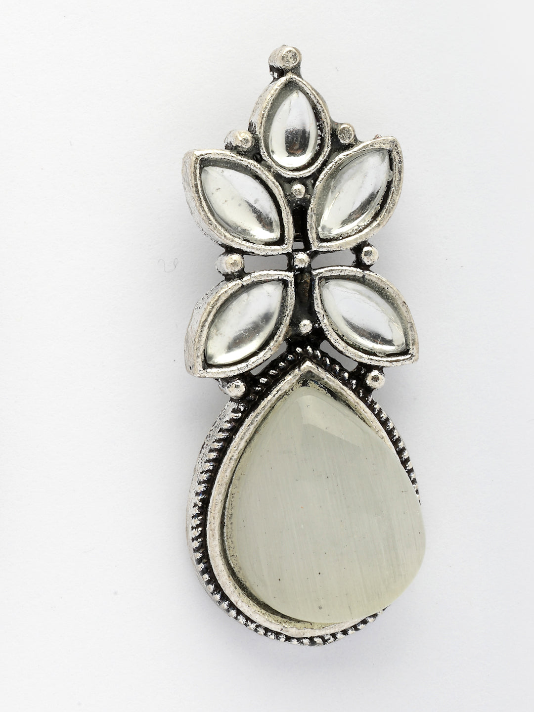 NVR Women White Artificial Stones Silver Plated Drop Earrings - Swadesiicart