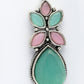NVR Women Green & Pink Artificial Stones Silver Plated Drop Earrings - Swadesiicart