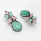 NVR Women Green & Pink Artificial Stones Silver Plated Drop Earrings - Swadesiicart
