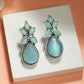 NVR Women Blue Artificial Stones Silver Plated Drop Earrings | Swadesiicart