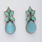 NVR Women Blue Artificial Stones Silver Plated Drop Earrings | Swadesiicart