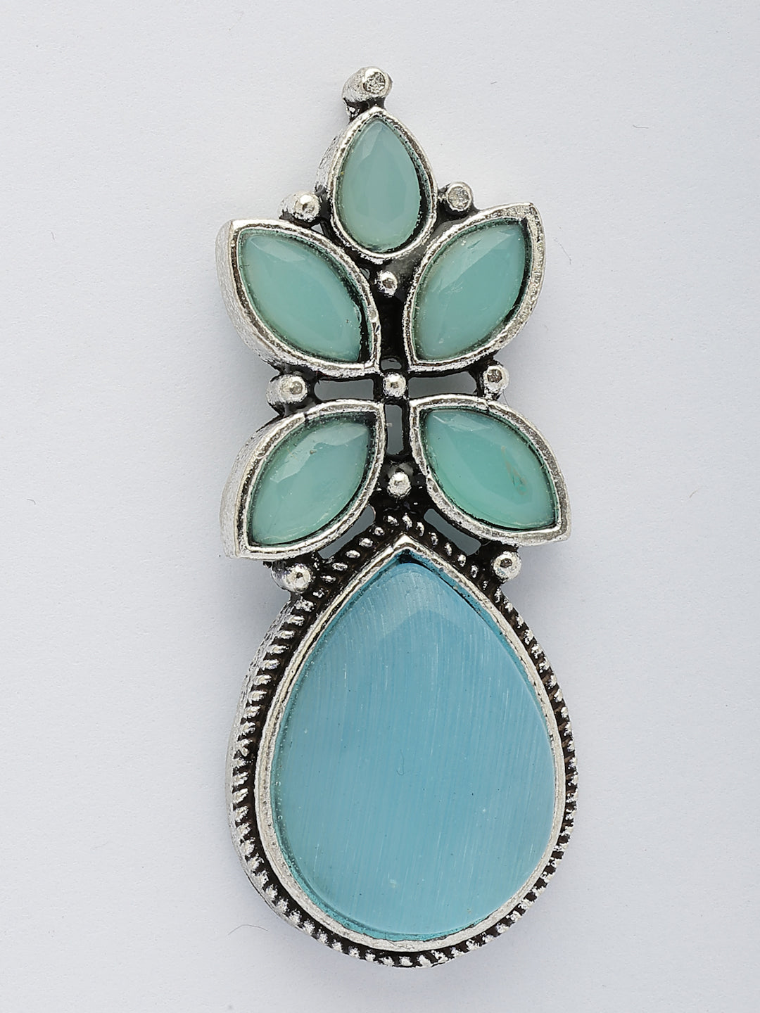 NVR Women Blue Artificial Stones Silver Plated Drop Earrings | Swadesiicart