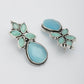 NVR Women Blue Artificial Stones Silver Plated Drop Earrings | Swadesiicart