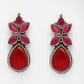 NVR Women Red Artificial Stones Silver Plated Drop Earrings - Swadesiicart