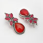 NVR Women Red Artificial Stones Silver Plated Drop Earrings - Swadesiicart
