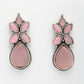 NVR Women Pink Artificial Stones Silver Plated Drop Earrings | Swadesiicart