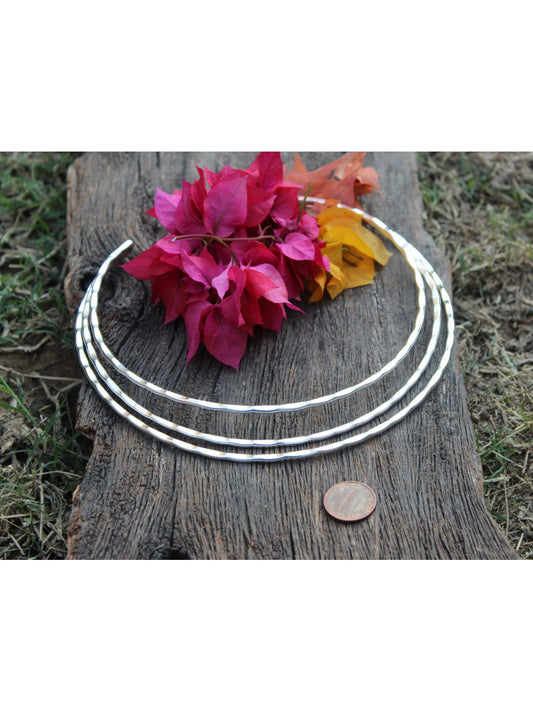 NVR Women 3 Layers Oxidized Silver-Plated Statement Choker Necklace - Swadesiicart