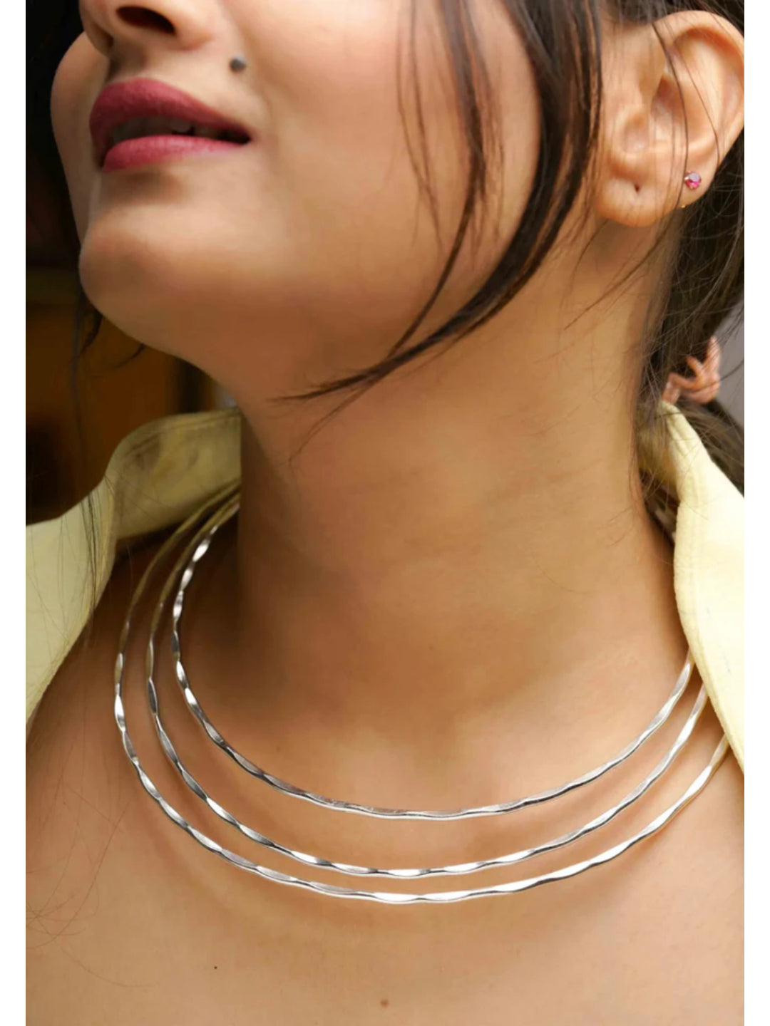 NVR Women 3 Layers Oxidized Silver-Plated Statement Choker Necklace - Swadesiicart