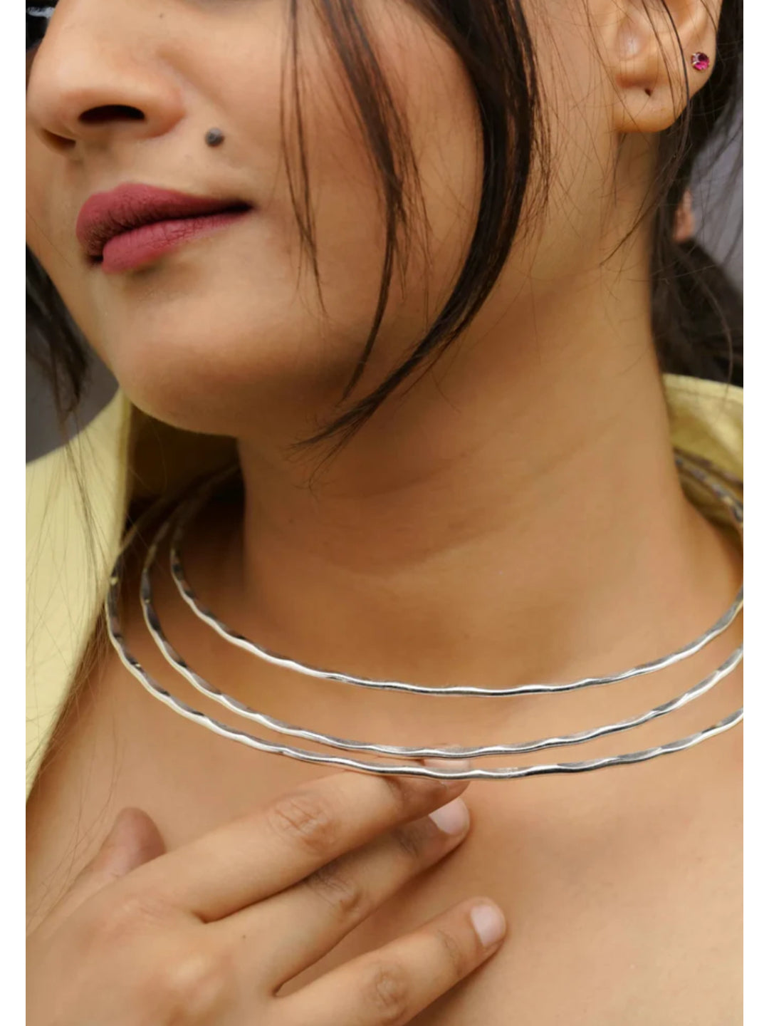 NVR Women 3 Layers Oxidized Silver-Plated Statement Choker Necklace - Swadesiicart