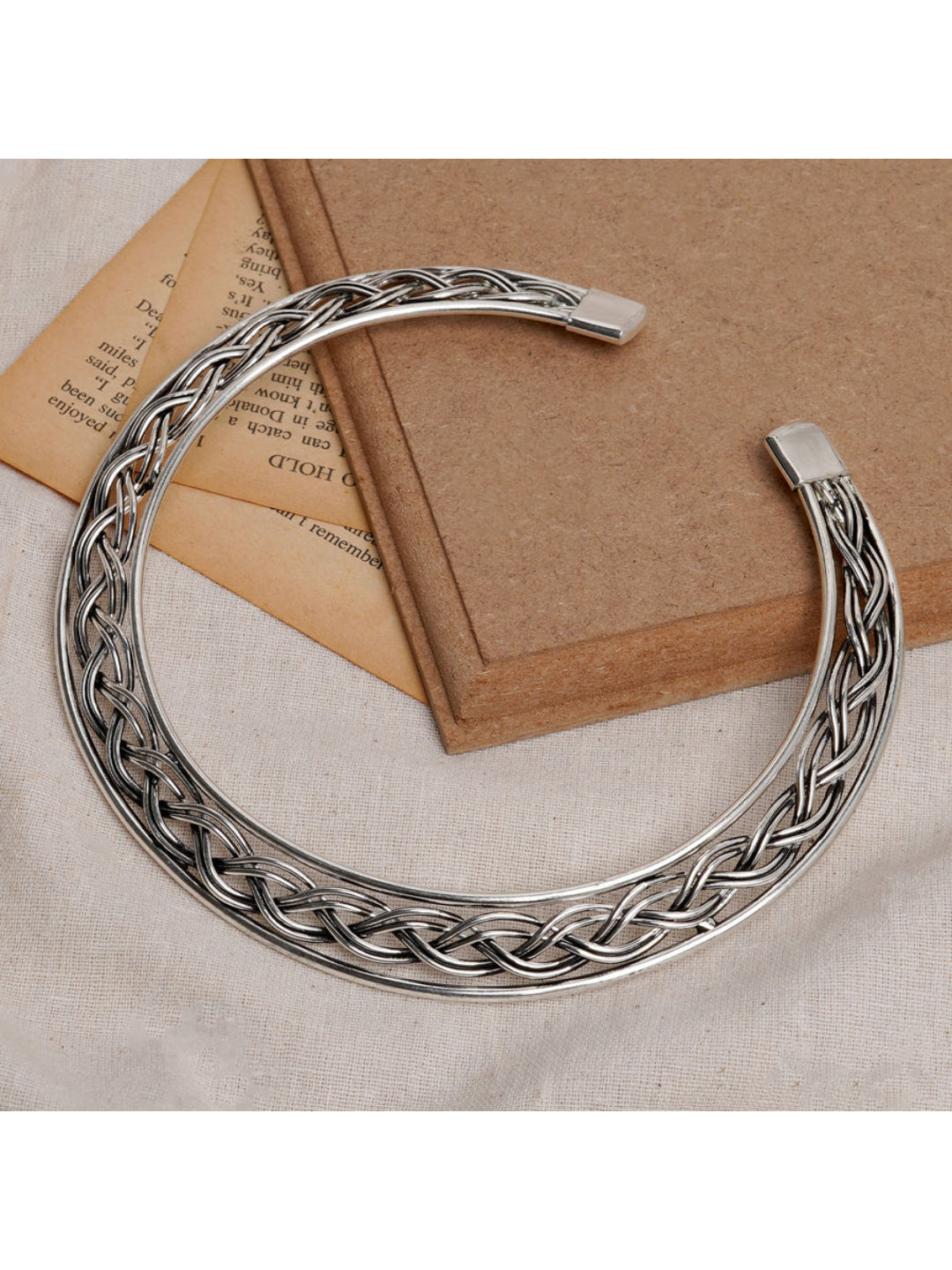 NVR Women's Silver-Plated Oxidized Statement Choker Necklace | Swadesiicart