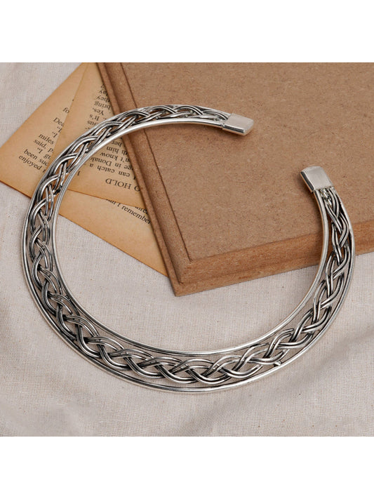 NVR Women's Silver-Plated Oxidized Statement Choker Necklace | Swadesiicart