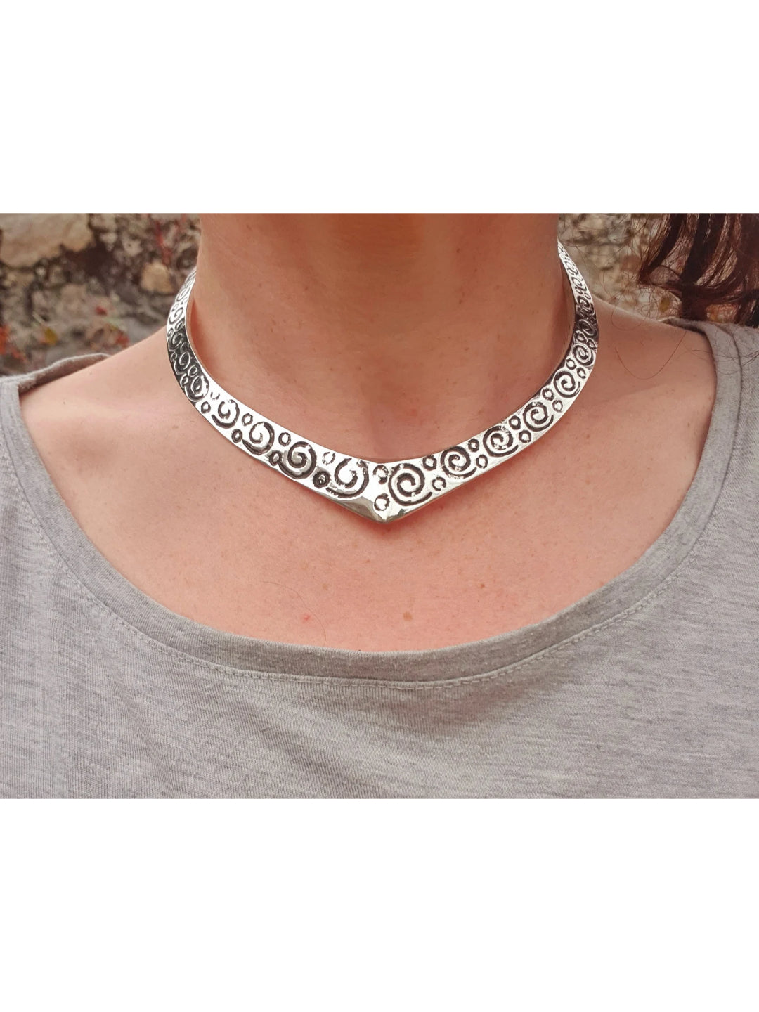 NVR Women's Handmade Silver-Plated Oxidized Collar Choker Necklace | Swadesiicart
