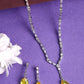NVR Women's Silver-Plated Yellow American Diamond-Studded Handcrafted Jewellery Set - Swadesiicart