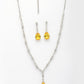 NVR Women's Silver-Plated Yellow American Diamond-Studded Handcrafted Jewellery Set - Swadesiicart